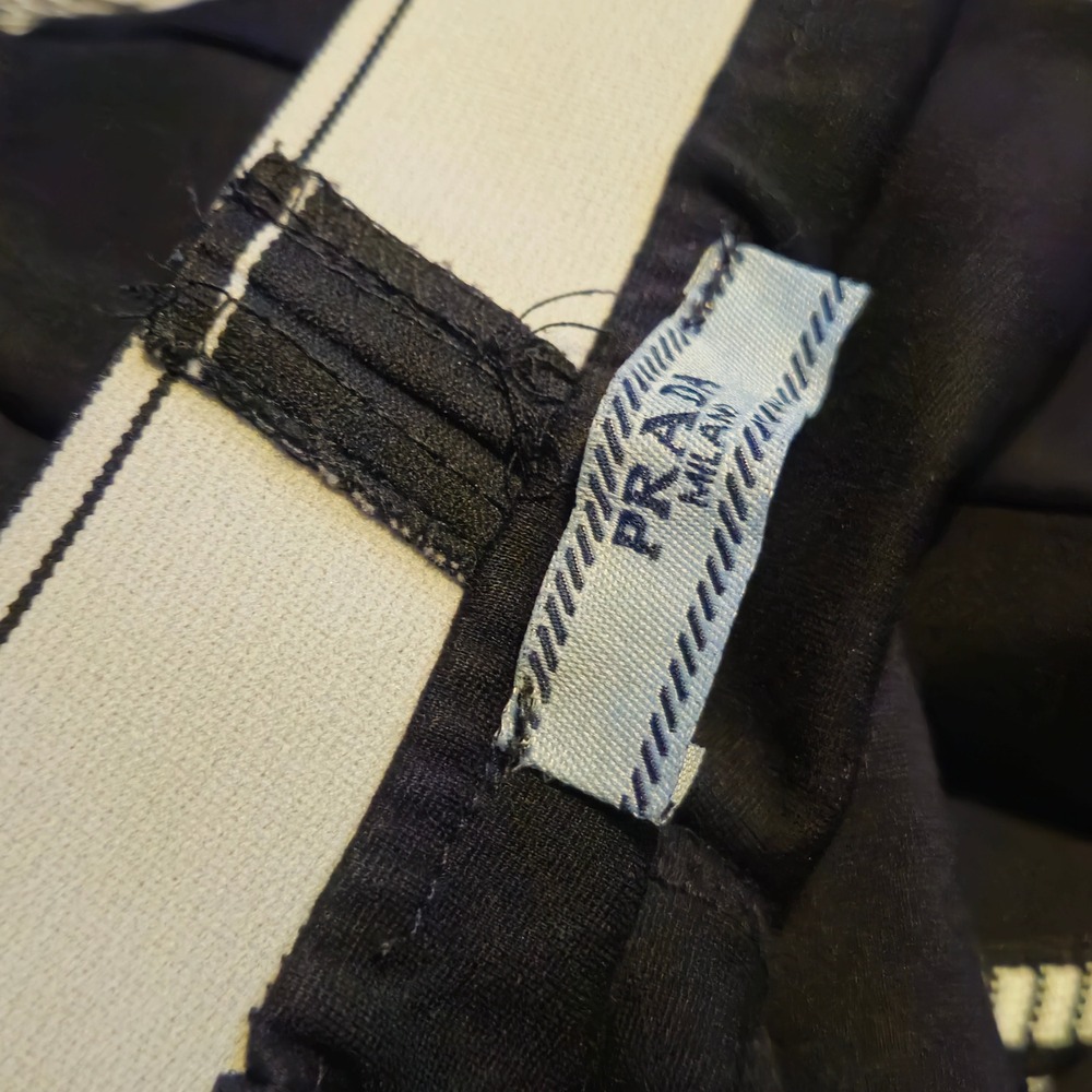 PRADA Milano Logo Tape Leggings Womens Medium Black Italy Designer Skinny Pants - Picture 6 of 12